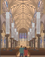 St. Francis Xavier College Church, illustration by Janet Muhm