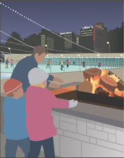 Steinbery Ice Rink, illustration by Janet Muhm