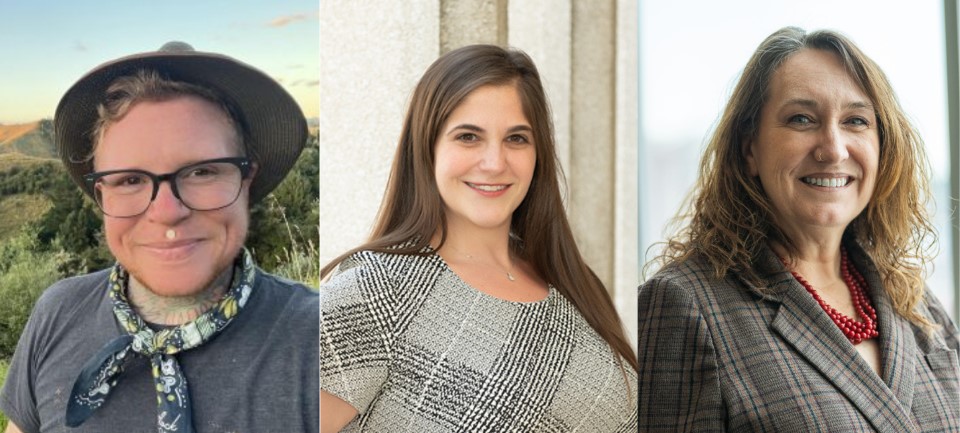 photos of (from left to right) Killian Kinney, Sarah Kiperman-Hibner, and Heather Walter McCabe