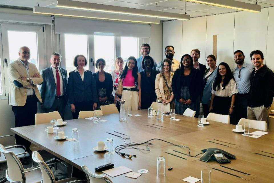 Squires Boggs visit 2023 Madrid students pose with the lawyers of Squires Boggs firm